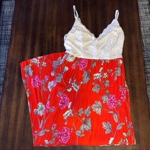Lace and floral maxi dress